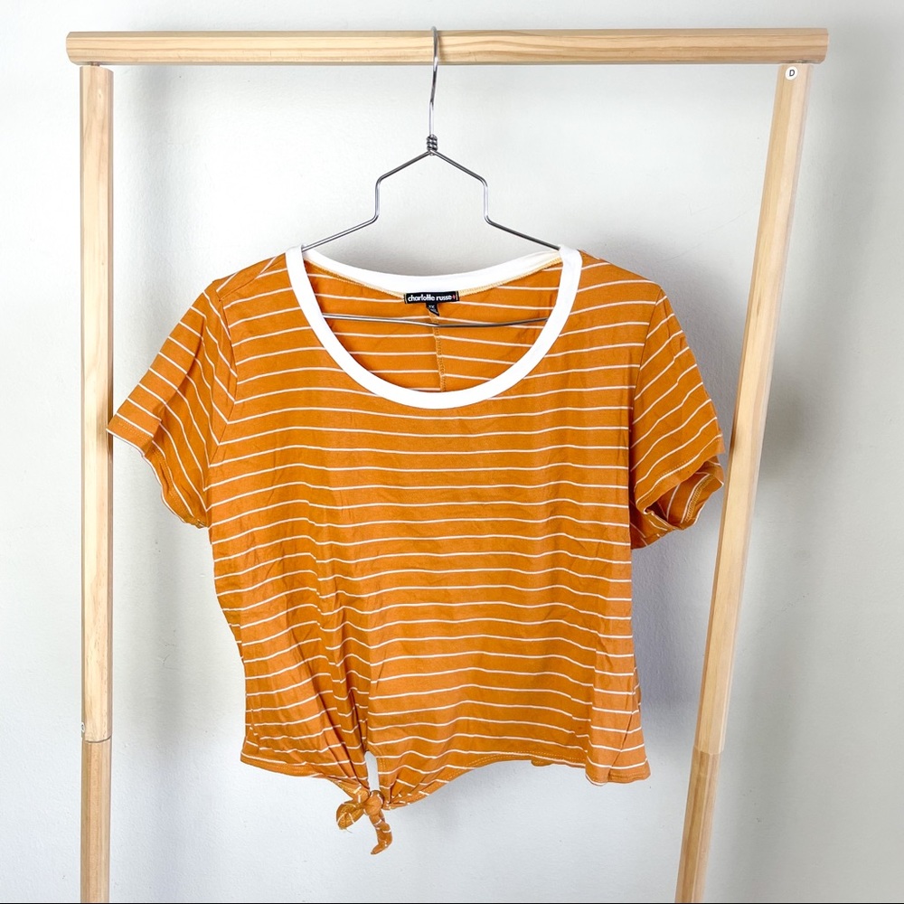 Charlotte Russe Orange White Tie Crop Top 1X